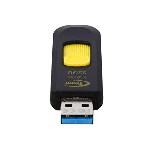 Флеш накопитель Team C145 32 GB USB 3.0 выдвижная черно-желтая - фото 2