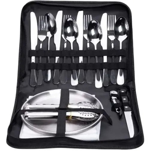 Набір туристичного посуду на 4 особи 24 предмети в чохлі з нержавійки Срібло - фото 1