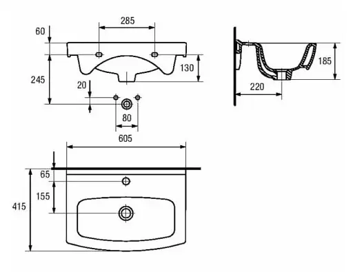 Умывальник мебельный Cersanit Cersania 60 см K11-0167 30412 - фото 3