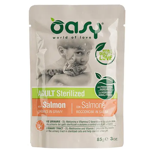 Вологий корм для стерилізованих котів Oasy Adult Sterilized лосось 85 г - фото 1