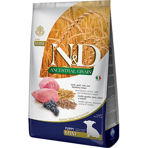 Сухий корм для цуценят малих порід Farmina N&D Low Grain Dog Lamb&Blueberry Puppy Mini, ягня та чорниця, 800 г - фото 3