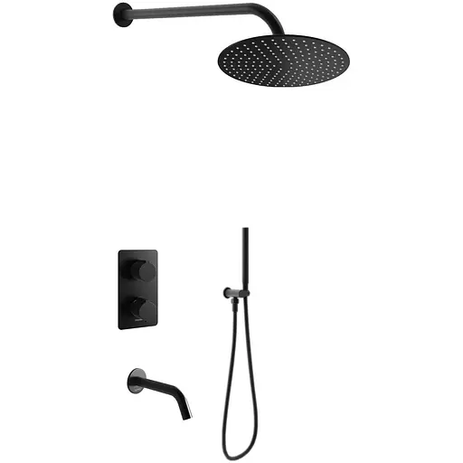 Душева система Kohlman Experience 25 black з термостатом + BOX прихованого монтажу KPL-QW433EBR25, Чорний матовий - фото 1