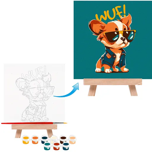 Картина по номерам Rosa Start Стильная собачка 15х15 см с мольбертом