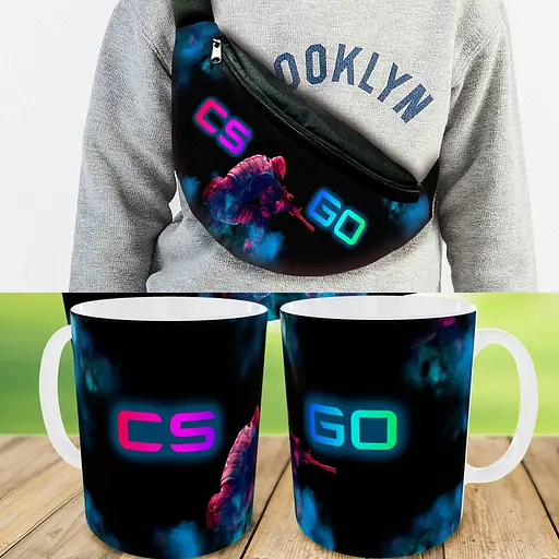 Подарунковий набір: Сумка-бананка + Кружка контр-страйк "Counter-Strike" дитячий, для хлопчика (00191)