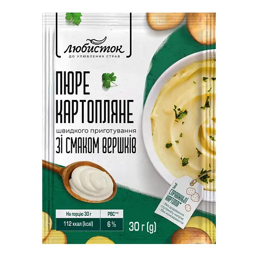 Пюре картофельное Любисток быстрого приготовления со вкусом сливок 30 г