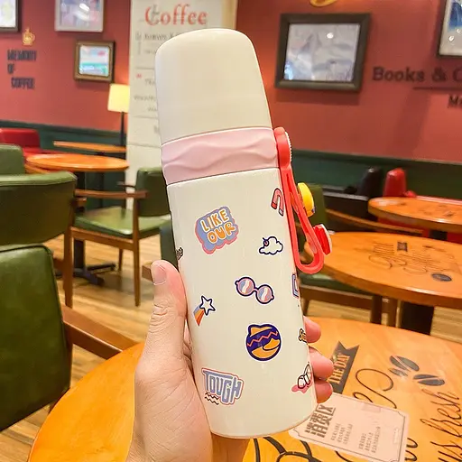 Термос дитячий Happy Day 350 мл з нержавіючої сталі з колбою для сублімації pink - фото 2