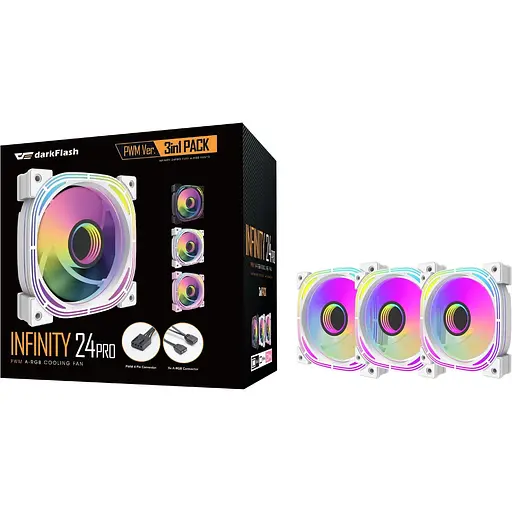 Комплект вентиляторів Darkflash INF24 3 in 1 White (INF24 3IN1(PWM) white) - фото 6