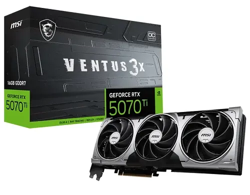 Відеокарта GeForce RTX 5070 Ti, MSI, VENTUS 3X OC, 16Gb GDDR7, 256-bit, HDMI/3xDP, 2497/28000 MHz, 16-pin (G507T-16V3C) - фото 3