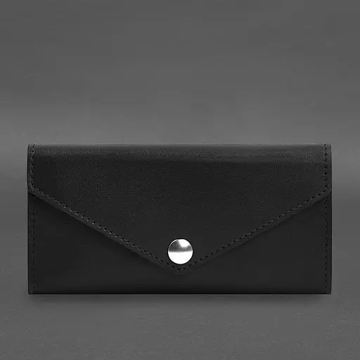 Кожаный клатч (портмоне) на кнопке 5.0 Черный краст - фото 9