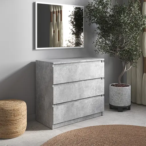 Комод Vays R-3 Бетон, на 3 шухляди без ручок, ЛДСП 80×40×75 см - для дому, офісу, вітальні, спальні