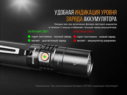 Ручной тактический фонарик Fenix UC35 V20 CREE XP-L HI V3 1000лм (Черный) - фото 10