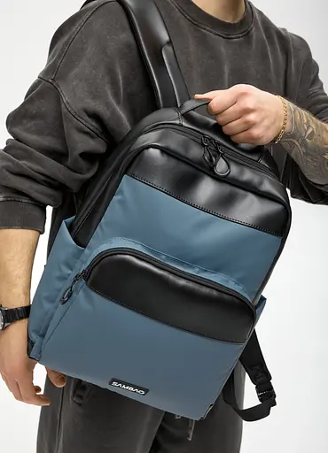 Чоловічий рюкзак Sambag Zard MOD чорно-синій 40 х 28 х 14 см (25438115m) - фото 6