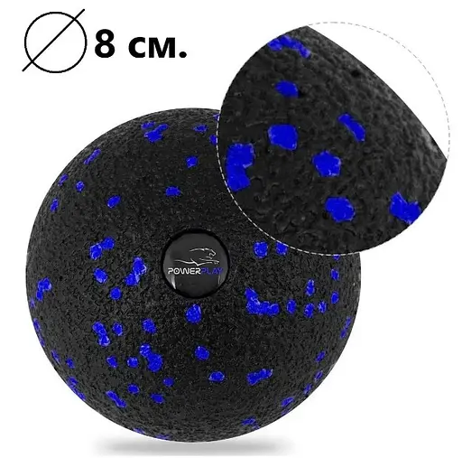 Набір для масажу та йоги PowerPlay PP_4096 (Ролик 33*14 + 2-ва мячі) Blue + гумка 7.5 кг (PP_4096_Blue) - фото 6