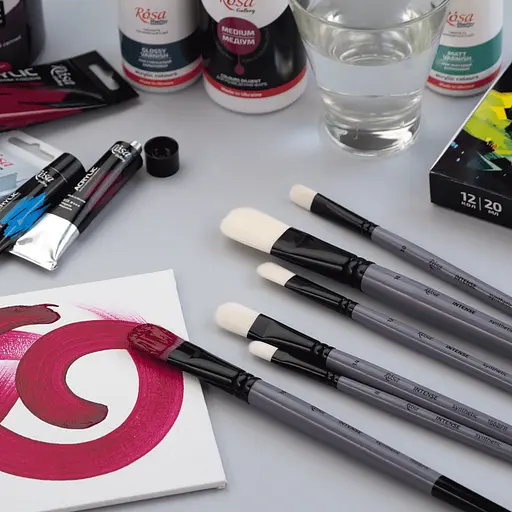 Пензель синтетика овальна INTENSE 1668FR №0 довга ручка Rosa - фото 8