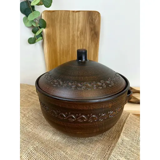 Супник 4 літра керамічний (глиняний) різьблений