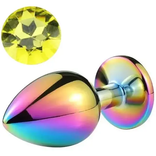 Анальна пробка SKN-Rainbow 08 з кристалом хамелеон (розмір S), Радуга