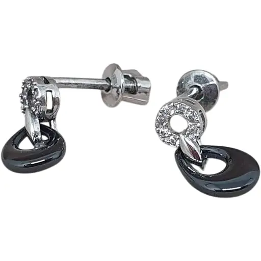 Срібні сережки Aurora з керамікою та фіанітами. С2026Ч