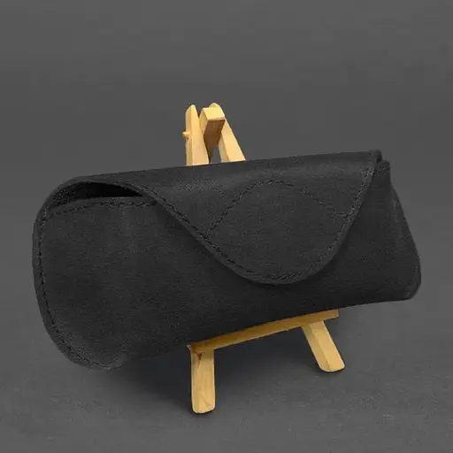 Кожаный чехол для очков BlankNote Crazy Horse с клапаном на магните Черный - фото 2