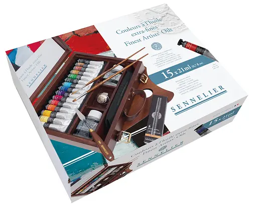 Деревянный набор масляных красок Sennelier Extra-Fine, 15 туб по 21 мл. - фото 4