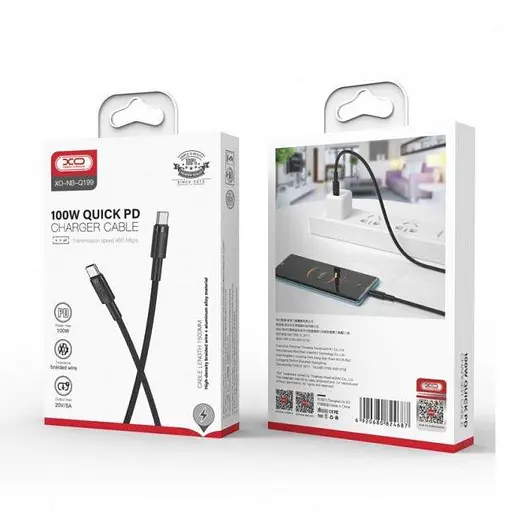 Кабель XO NB-Q199 type-c to type-c 100W USB Cable 1.5 м Черный - фото 2
