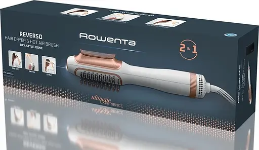 Фен-щітка Rowenta Reverso Dry & Brush 2 в 1 1200 Вт біло-золотистий (CF9820F0) - фото 4