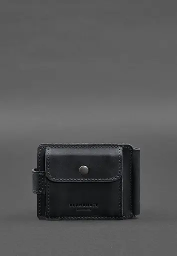 Кожаный портмоне 13.1 зажим с хлястиком Черный Crazy Horse - фото 9