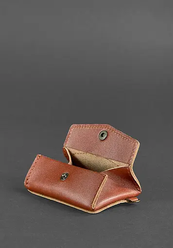 Кожаная монетница с клапаном 1.0 светло-коричневая. - фото 4