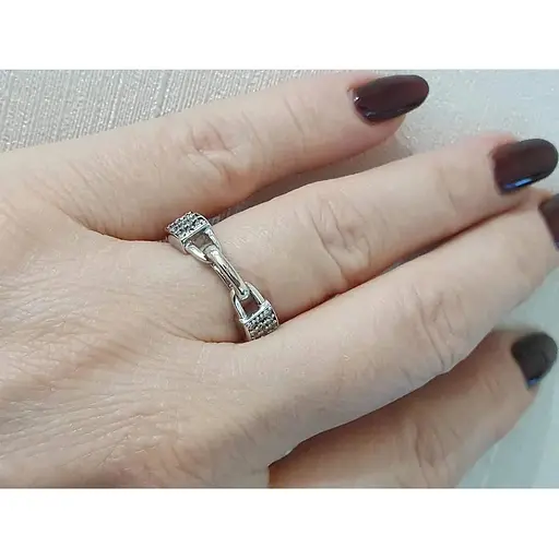 Серебряное кольцо Aurora Замочек с керамикой и фианитами. С1157Б - фото 2