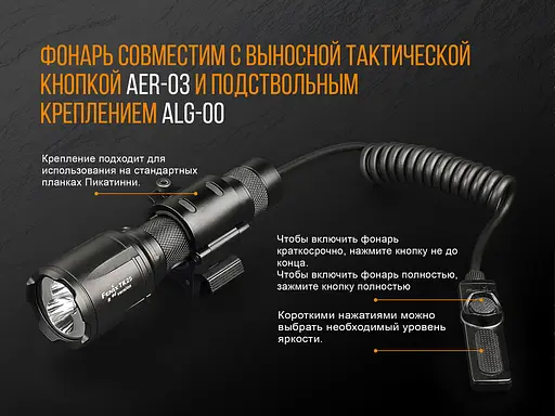 Ручний тактичний ліхтарик Fenix TK25 Red (біле та червоне світло) Чорний - фото 8