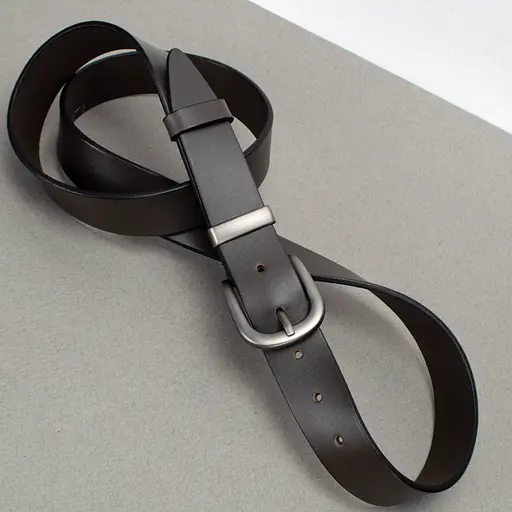 Ремень кожаный женский батальный HC-3092 (145 см) коричневый с серебристой пряжкой - фото 3