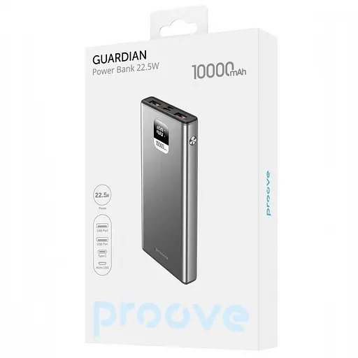 Павербанк Proove Guardian Gray 10 000 mAh / 22.5 Вт (PBG122210004) - фото 4