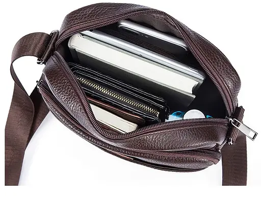 Чоловіча шкіряна сумка Vintage 20х22х6,5 см sum0012378 - фото 3