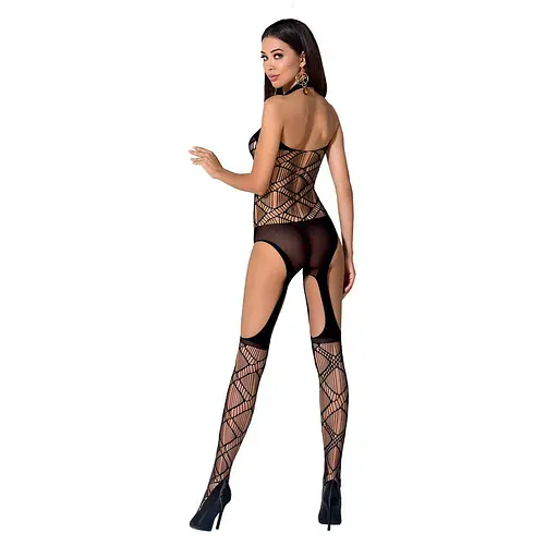 Бодистокинг Passion BS060 комбинезон имитация трусиков и гольфиков S/M/L black - фото 4
