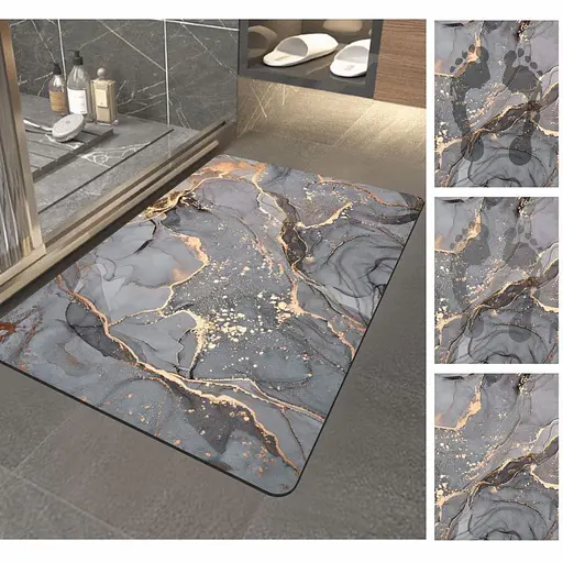 Суперпоглощающий Диатомитовый Коврик Aquarius для ванной 50 х 80 см Серый Мрамор - фото 3