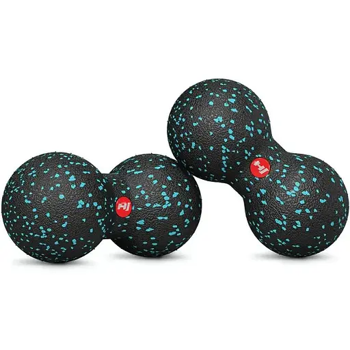 Массажный мяч Hop-Sport HS-D008MB двойной EPP 80 мм черно-голубой - фото 3