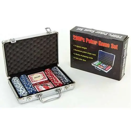 Настольная игра Johnshen Sports Покерный набор 200 фишек по 11,5 г без номинала (алюминиевый кейс) (59204) - фото 5