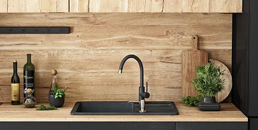 Кухонна мийка гранітна Rea North black плямиста ZLE-00125, Чорний - фото 3