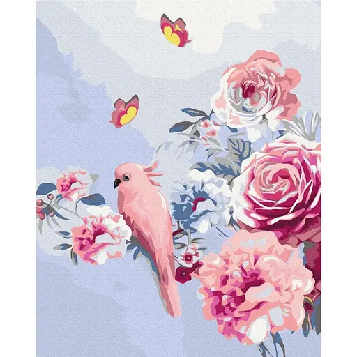 Картина за номерами Папуга у квітах Brushme 40x50 см різнокольорова 000276560