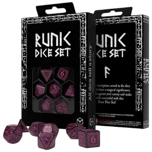 Набір кубиків Runic Shimmering black with magenta Dice Set , 7 шт. (SRUN08)