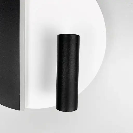 Настінний білий з чорним круглий світильник із спотом | Арт. W 088-180 BK+WT | Line F - фото 5