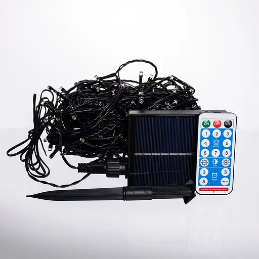 Новорічна гірлянда вулична GarlandoPro 30 м 300 LED сонячна батарея чорний провід Жовтий SB300L30MBY - фото 2