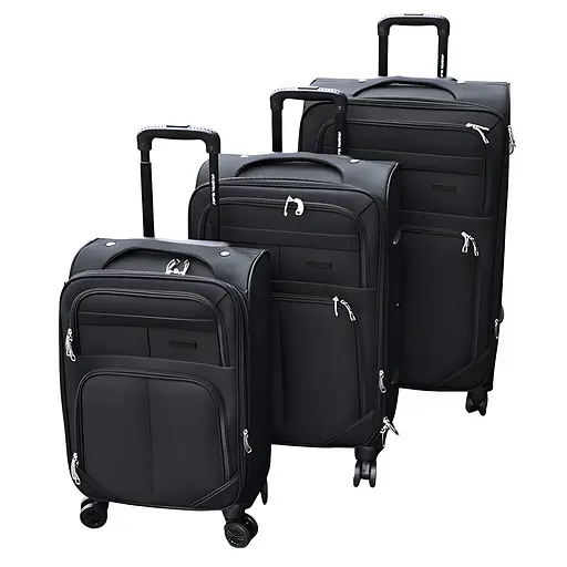 Набір тканинних валіз 3в1 з кодовим замком та телескопічною ручкою чорний (6071)