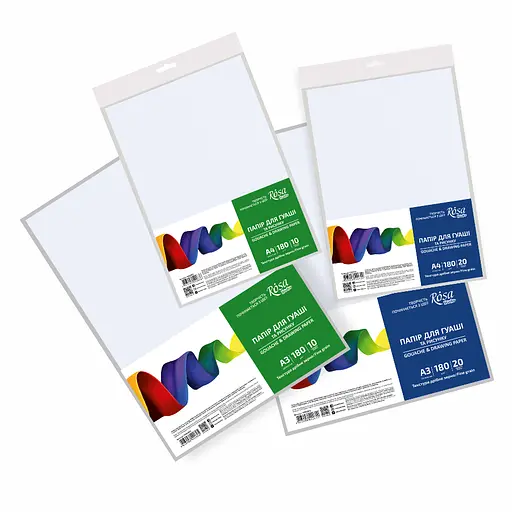 Бумага для гуаши пакет А3 (29,7х42см) 180г/м2 20л Мелкое зерно ROSA Studio - фото 3