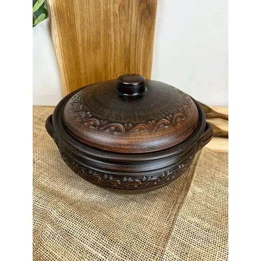 Шашлычница 3.5 л керамическая (глиняная) резная Декор