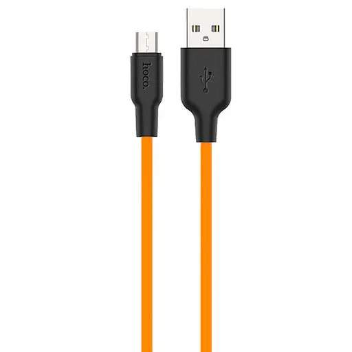 Дата кабель Hoco X21 Plus Silicone MicroUSB Cable (1m) Black / Orange