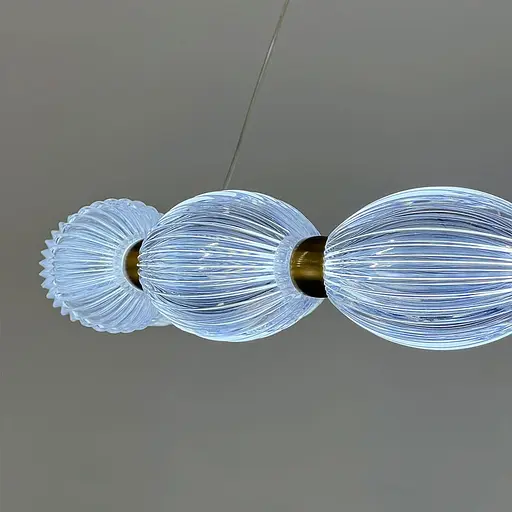 Led люстра з прозорими рельєфними кульками у латунному кільцевому корпусі Ø 58 см | Line F | Арт. MJ343-580 AB+CL - фото 2