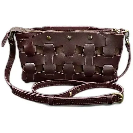 Шкіряна жіноча сумка Пазл S бордова Krast - фото 1