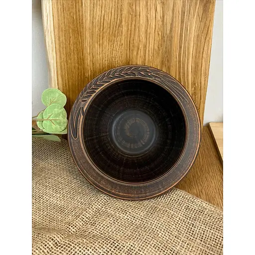 Миска для галушок керамічна (глиняна) різьблена Колосок 700 мл - фото 5