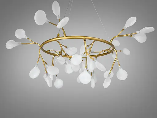 Дизайнерська люстра підвіс в дитячу "Світлячок", 45 ламп, золото сатин - фото 3