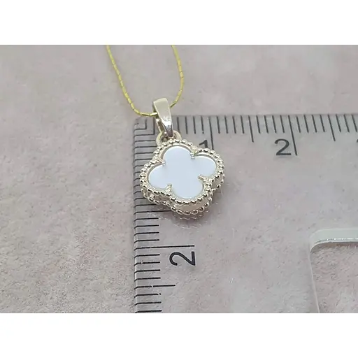 Золотая подвеска Платон Клевер с перламутром. 2П125/68Б - фото 4